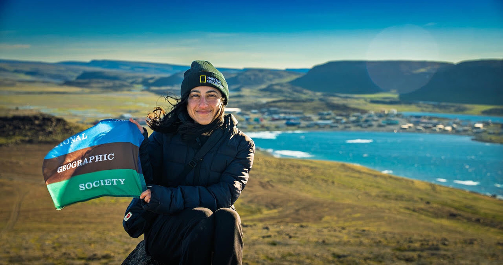 Kyrin Pollock above Ulukhaktok during her Fulbright-National Geographic project.
